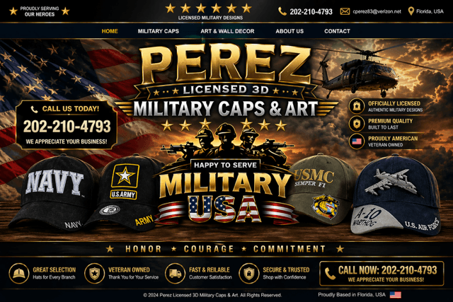 Perez Licensed Military Caps & Art — Full Store Collection